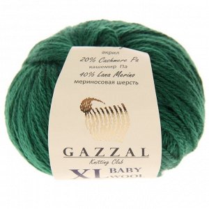 Пряжа "Baby Wool *L" 20% кашемир, 40% меринос. шерсть, 40% акрил 100м/50гр (814 зелёный)
