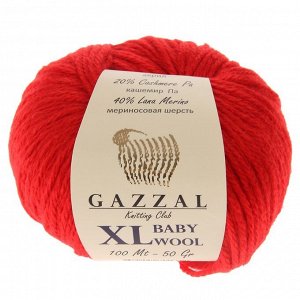 Пряжа "Baby Wool *L" 20% кашемир, 40% меринос. шерсть, 40% акрил 100м/50гр (811 красный)
