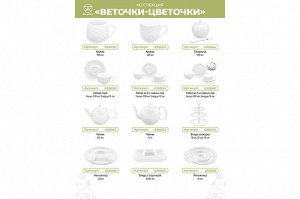 Набор глубоких круглых тарелок 25 см, 300 мл "Веточки-цветочки" (2 шт.)