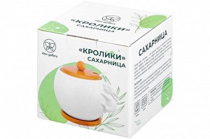 Сахарница "Кролик" с ложкой и деревянной крышкой на подставке, 620 мл, 12x12x12 см