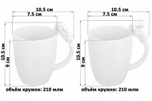 Набор кружек "Кролики", 2 шт, 210 мл, 10,5x7,5x10,5 см