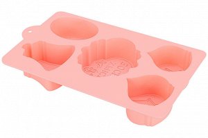Форма для выпечки 5 ячеек 26x17x4 см "Христос Воскресе", розовая