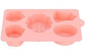 Форма для выпечки 5 ячеек 26x17x4 см "Христос Воскресе", розовая