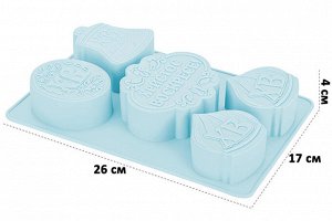 Форма для выпечки 5 ячеек 26x17x4 см "Христос Воскресе", голубая