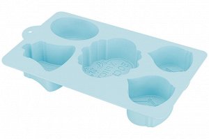 Форма для выпечки 5 ячеек 26x17x4 см "Христос Воскресе", голубая