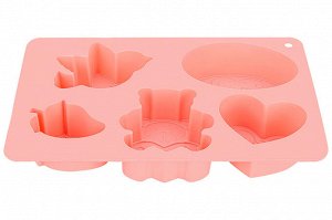 Форма для выпечки 5 ячеек, 26x17x4 см, розовая