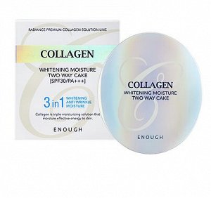 Enough Collagen 3 in 1 Whitening Moisture Two Way Cake Коллагеновая пудра 3 в 1 ( 13гр+ запасной блок)