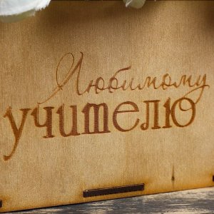 Кашпо деревянное 24x12x22 см Мэлони Дэмур "Любимому учителю", белое золото Дарим Красиво