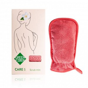 Варежка-скраб для душа Green Fiber CARE 5, коралл #06087
