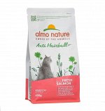 Сухой корм Almo Nature для кошек: Контроль вывода шерсти Лосось и  картофель. 400 гр. Холистик. Италия-Россия