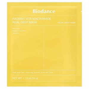 BIODANCE Осветляющая гидрогелевая маска с ниацинамидом RADIANT VITA NIACINAMIDE REAL DEEP MASK 34 гр