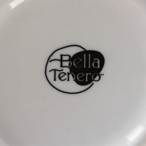 Набор кофейный фарфоровый на бамбуковой подставке BellaTenero, 15 предметов: чайник 850 мл, 6 кружек 70 мл, сахарница с ложкой 300 мл, молочник 250 мл, 6 блюдец, белый