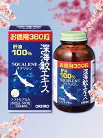 Сквален Orihiro курс на 60 дней, 360 капсул, 158,4 гр