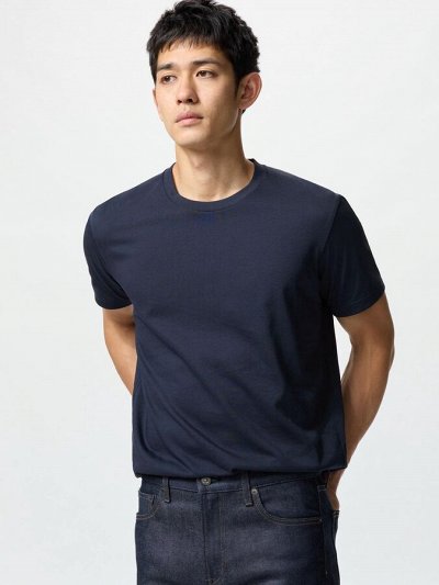UNIQLO - однотонная футболка унисекс с круглым вырезом -  69 NAVY