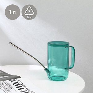 Лейка с длинным носиком, 1 л, без рассеивателя, зелёная, Greengo