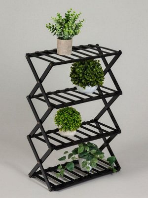 Подставка для цветов Greengo, 4 полки, 50x25x68 см, напольная, бамбук, чёрная