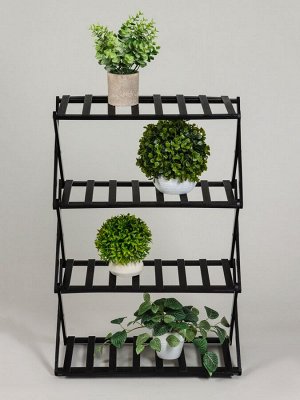 Подставка для цветов Greengo, 4 полки, 50x25x68 см, напольная, бамбук, чёрная