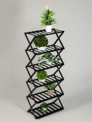 Подставка для цветов Greengo, 6 полок, 50x25x110 см, напольная, бамбук, чёрная