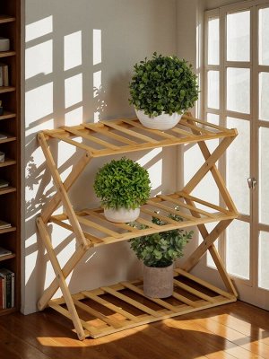 Подставка для цветов Greengo, 3 полки, 50x25x46 см, напольная, бамбук
