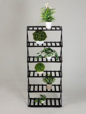 Подставка для цветов Greengo, 6 полок, 50?25?110 см, напольная, бамбук, чёрная