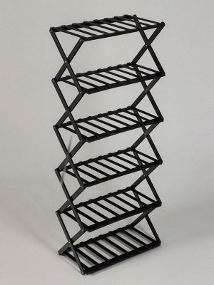 Подставка для цветов Greengo, 6 полок, 50x25x110 см, напольная, бамбук, чёрная