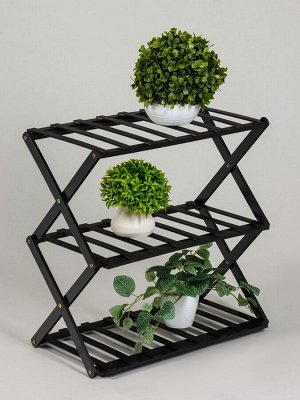 Подставка для цветов Greengo, 3 полки, 50x25x46 см, напольная, бамбук, чёрная