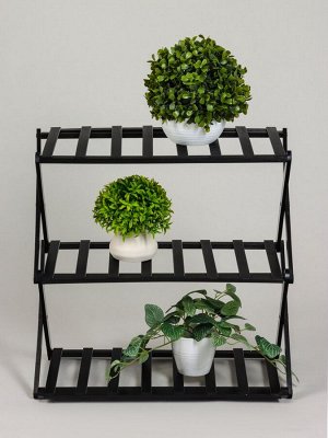 Подставка для цветов Greengo, 3 полки, 50x25x46 см, напольная, бамбук, чёрная
