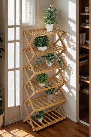 Подставка для цветов Greengo, 6 полок, 50x25x110 см, напольная, бамбук