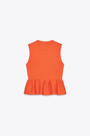 топ ЦВЕТ как на первом фото ВЯЗАНЫЙ ТОП С БАСКОЙ (PEPLUM-OBERTEIL AUS STRICK) Топ без рукавов с круглым вырезом. Расклешенный подол. СОСТАВ МАТЕРИАЛА, ИНСТРУКЦИИ ПО УХОДУ И ПРОИСХОЖДЕНИЕ СОСТАВ МАТЕРИ