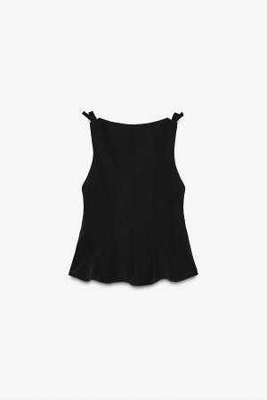 топ ЦВЕТ как на первом фото ТОП С БАСКОЙ И БАНТИКАМИ (PEPLUM-TOP MIT SCHLEIFEN) Топ с вырезом-лодочкой и рукавами без рукавов. Деталь с бантами на плечах из той же ткани. Топ с баской. СОСТАВ МАТЕРИАЛ