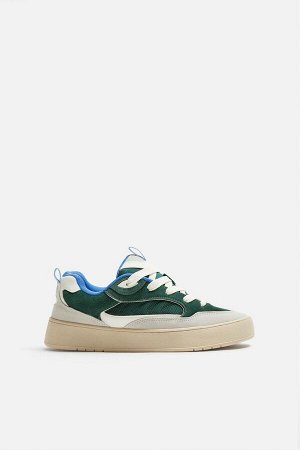 Обувь ЦВЕТ как на первом фото МНОГОЦВЕТНЫЕ КРОССОВКИ (MEHRFARBIGER SNEAKER) Туфли на шнуровке, изготовленные из комбинации деталей и материалов. Мягкий язык. Крупные детали шнуровки. Благодаря язычку 