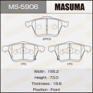 Колодки тормозные дисковые Masuma передние, комплект на ось (4 шт), арт. MS-5906