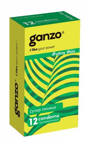 ПРЕЗЕРВАТИВЫ "GANZO" ULTRA THIN №12 (Супер тонкие), 12 шт. в упак.