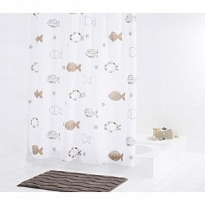 Штора для ванных комнат Fishes, цвет бежевый/коричневый, 180x200 см