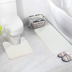 Набор ковриков для ванны и туалета «Колоски», 2 шт: 40?50, 50?80 см, цвет молочный