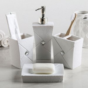 Набор аксессуаров для ванной комнаты «Шик», 4 предмета (дозатор, мыльница, 2 стакана)
