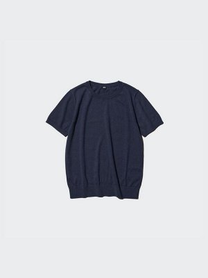 UNIQLO - однотонный свитер с короткими рукавами - 69 NAVY