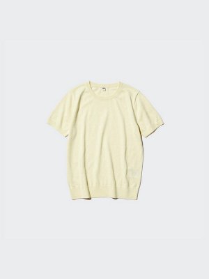 UNIQLO - однотонный свитер с короткими рукавами - 42 YELLOW