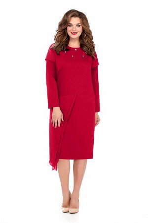 Платье Платье TEZA 252 красный 
Состав ткани: Вискоза-20%; ПЭ-80%; 
Рост: 164 см.

Платье прямого силуэта, с рукавом &laquo;спущенная&raquo; пройма. Спинка со средним швом с молнией. По переду в обла