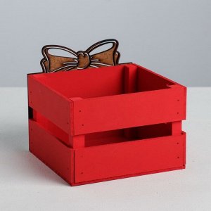 Деревянный ящик реечный «Подарок», 13 - 13 - 9 см, с декором