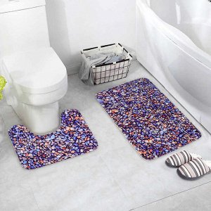 Набор ковриков для ванны и туалета Доляна «Галька», 2 шт: 40x50, 50x80 см