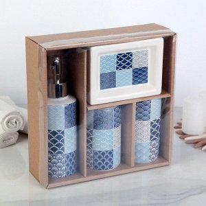 Набор аксессуаров для ванной комнаты «Мозайка», 4 предмета, цвет МИКС