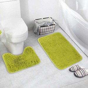 Набор ковриков для ванной и туалета Доляна «Пушистик», 2 шт: 40?50, 50?80 см, цвет зелёный