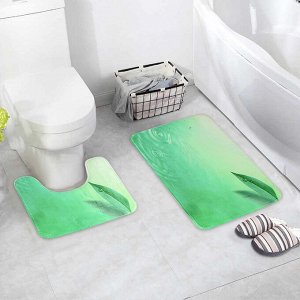 Набор ковриков для ванны и туалета  «Флора», 2 шт: 38?43, 45?74 см, цвет зелёный