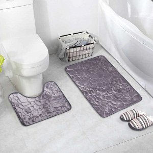 Набор ковриков для ванны и туалета Доляна «Галька, ракушки», 2 шт: 40?50, 50?80 см, цвет бежевый