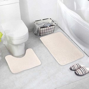 Набор ковриков для ванны и туалета «Поле», 2 шт: 39?50, 50?80 см, цвет бежевый