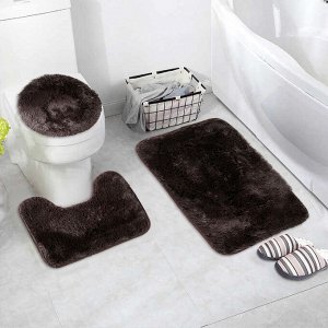 Набор ковриков для ванны и туалета 3 шт 32х40, 40х50, 50х80 см "Пушистик" цвет коричневый
