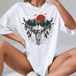 Футболка женская с принтом, хлопок