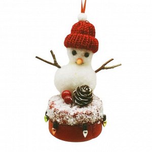 Набор для творчества - создай ёлочное украшение «Снеговик в вязанной шапочке»