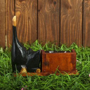 Вечный календарь настольный «Тёмная кошка», 20.5x8.5x13.5 см, дерево